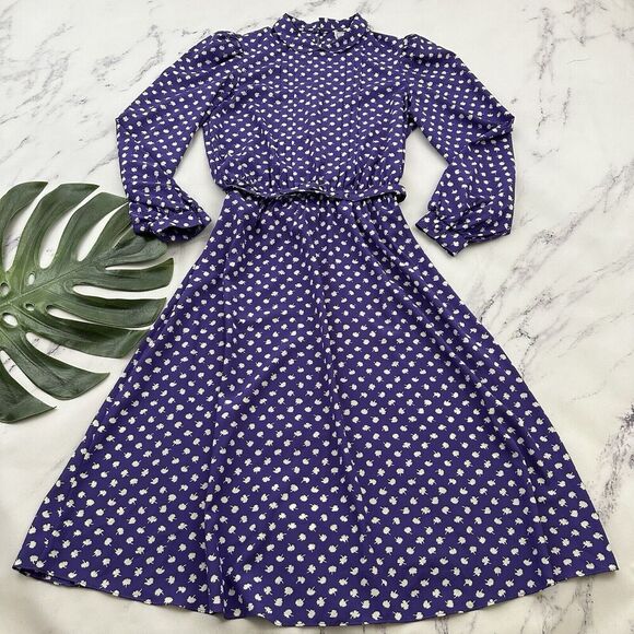 jonathan martin Dresses & Skirts - Jonathan Martin Womens Vintage 80s Midi Shirt Dress Size 13/14 Purple Floral